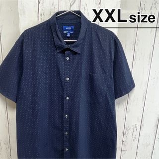 シャツ(shirts)のUSA古着　半袖シャツ　XXLサイズ　ネイビー　紺　総柄　ボタニカル柄　葉　自然(シャツ)