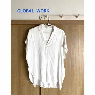 グローバルワーク(GLOBAL WORK)のGLOBAL WORK 半袖シャツ Lサイズ オフホワイト(シャツ/ブラウス(半袖/袖なし))