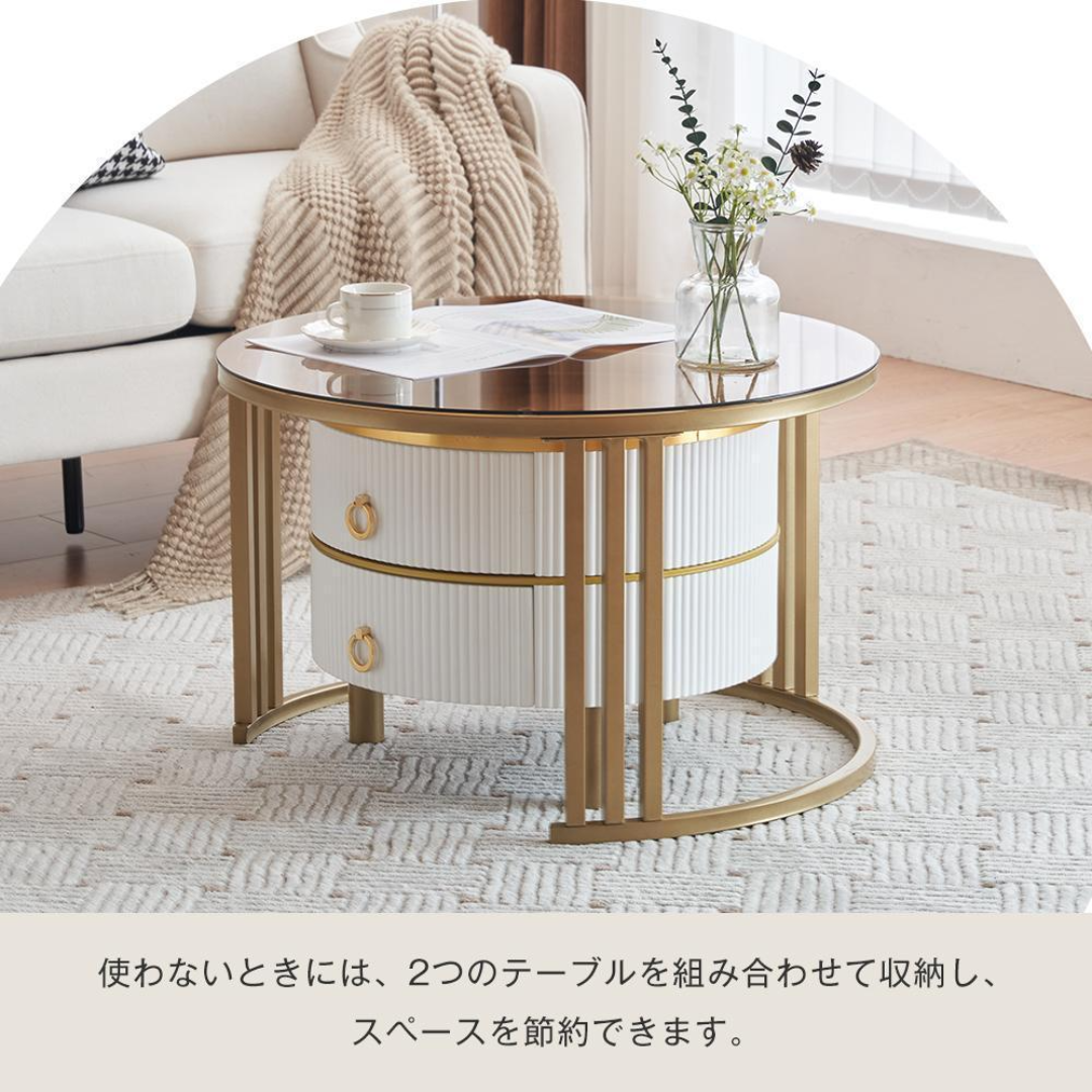 センターテーブル 波紋収納付 引出付きおしゃれ 鏡面光沢感 センターテーブル 波紋収納付 引出付きおしゃれ 鏡面光沢感