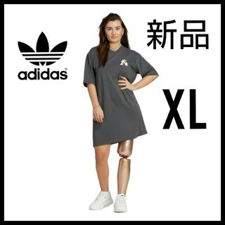 アディダス(adidas)の【新品】adidas‪‪×ムーミン★ルーズ Tシャツワンピース★XL★レディース(ミニワンピース)