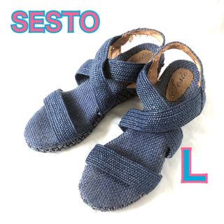 セスト(SESTO)のゴムフィットサンダル　ハイヒール　編み込み　SESTO　セストセンソ　ジュート(サンダル)