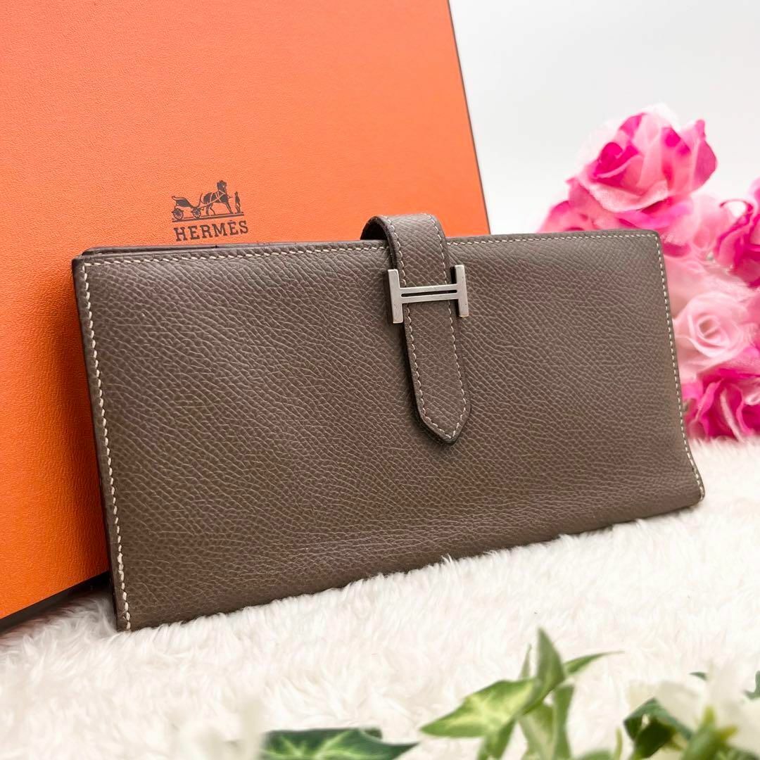 Hermes - 美品 エルメス べアン スフレ 長財布 シルバー金具 Hermes - 美品 エルメス べアン スフレ 長財布 シルバー金具