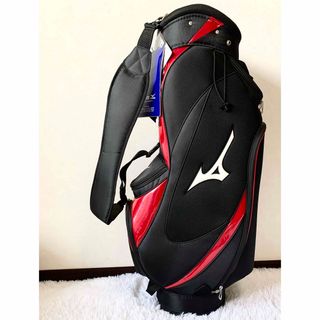 ミズノ(MIZUNO)の未使用 MIZUNO ミズノ キャディバッグ 黒×赤 9.5型 47インチ対応(バッグ)