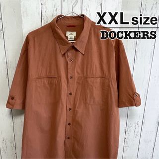 DOCKERS　半袖シャツ　チェック柄　テラコッタ　USA古着　Levi’s