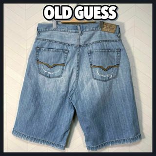 ゲス(GUESS)のOLD GUESS ダメージ デニム ハーフパンツ ワイド 極太 Y2K 長め(ショートパンツ)