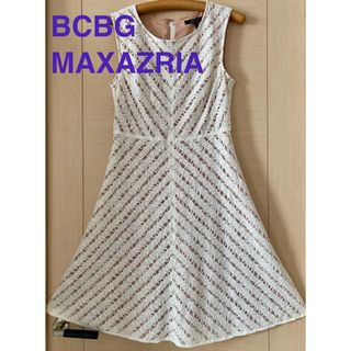 BCBG MAXAZRIA ノースリーブレースドレス ワンピース L 白