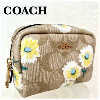 コーチ(COACH)の美品✨COACH  コーチ シグネチャー コスメポーチ 小物入れ 花柄(ポーチ)