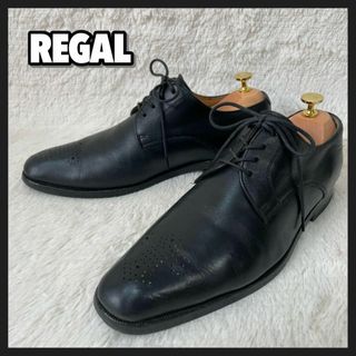 リーガル(REGAL)のREGAL リーガル JY01 黒 レザー プレーントゥ メダリオン 革靴 25(ブーツ)