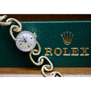ロレックス(ROLEX)の【OH済】美品 K14金無垢 ロレックス 純正 彫金　アンティーク腕時計(腕時計)