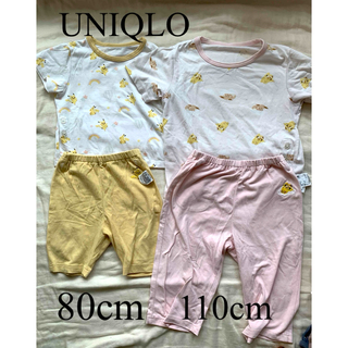 ユニクロ(UNIQLO)のUNIQLO パジャマ ポケモン 80cm 110cm ピカチュウ お揃い 半袖(パジャマ)