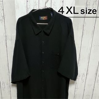 シャツ(shirts)のUSA古着　半袖シャツ　レーヨンシャツ　4XL　ブラック　無地　オーバーサイズ(シャツ)