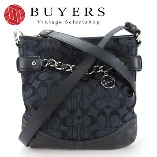 コーチ(COACH)の【中古】 コーチ ショルダーバッグ 23768E シグネチャー キャンバス レザー ブラック チャコール シルバー金具 斜め掛け 普段使い レディース 女性 COACH(ショルダーバッグ)