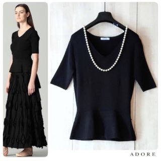 ADORE - ◆幻◆ 希少美品　定価3.7万円 ADORE レーヨンプリーツ切り替えニット