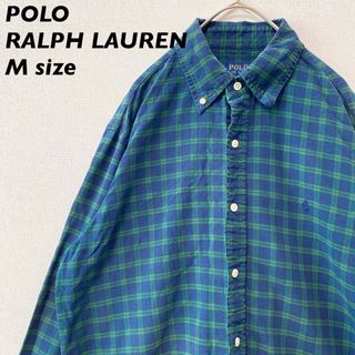 ポロラルフローレン(POLO RALPH LAUREN)のポロラルフローレン　長袖シャツ　ボタンダウン　チェック　ポニーロゴ　男女兼用　M(シャツ)