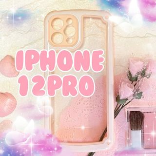 iPhone12pro ピンク iPhoneケース シンプル フレーム おしゃれ(iPhoneケース)