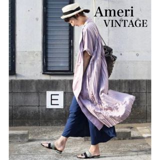 アメリヴィンテージ(Ameri VINTAGE)のアメリヴィンテージ ameri プリーツロングジャケット シャツワンピ くすみ色(ロングワンピース/マキシワンピース)