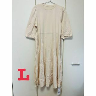 新品　セゾンドパピヨン　2WayTシャツワンピース　アイボリー　L(ロングワンピース/マキシワンピース)