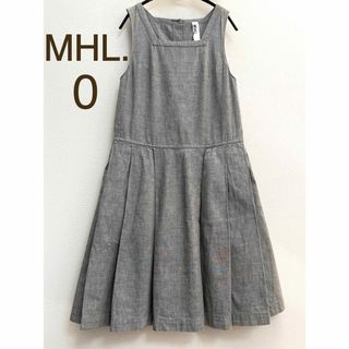 マーガレットハウエル(MARGARET HOWELL)の美品☆MHLマーガレットハウエル　バックボタンコットンノースリーブワンピース　0(ロングワンピース/マキシワンピース)