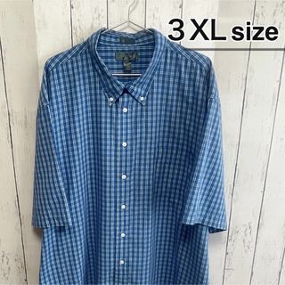 シャツ(shirts)のUSA古着　半袖シャツ　チェック柄　ライトブルー　水色　North Crest(シャツ)