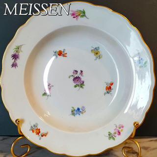 マイセン(MEISSEN)の24㎝★マイセン 散らし小花 スープボール フワラー 金彩 廃盤 希少 プレート(食器)