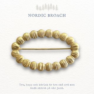 Nordic broach 北欧風 ブローチ つぶつぶ オーバル マットゴールド(ブローチ/コサージュ)