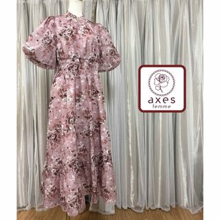 axes femme - axesfemme アクシーズファム オーガンジーフラワーロングワンピース