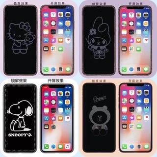 iPhone 高品質 強化ガラス 全面保護フィルムシール かわいい(保護フィルム)