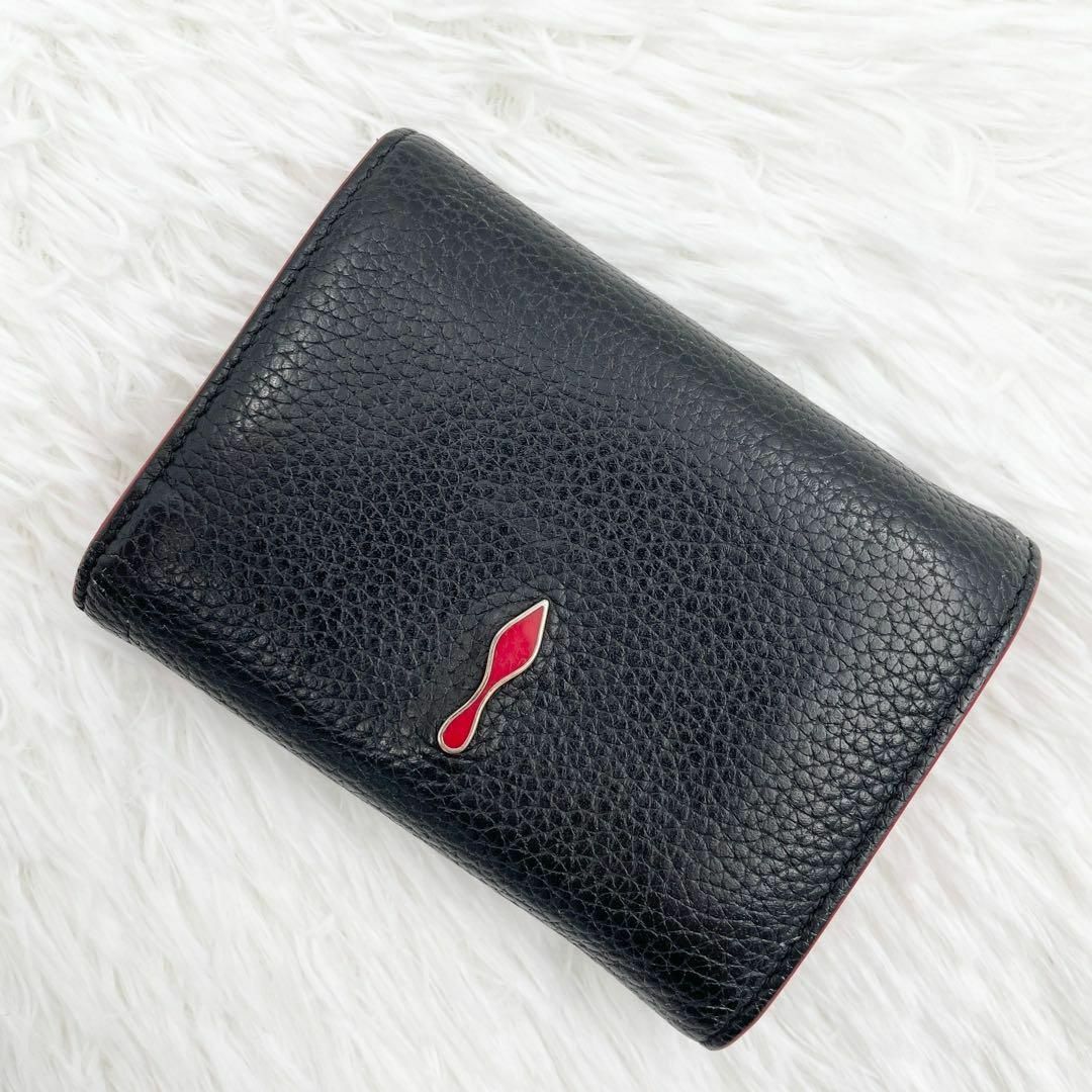 美品 クリスチャンルブタン 三つ折り財布 ブドワール ミニウォレット ブラック 美品 クリスチャンルブタン 三つ折り財布 ブドワール ミニウォレット ブラック