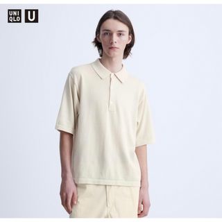 ユニクロ(UNIQLO)のUNIQLO U ニットポロシャツ S ナチュラル(ポロシャツ)