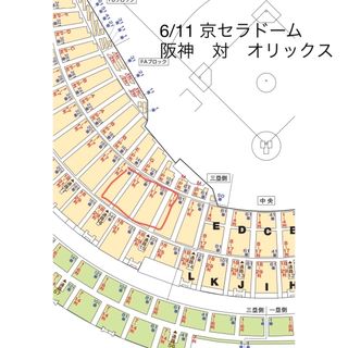 阪神タイガース - 6/11 阪神タイガース 京セラドームS指定席　2枚