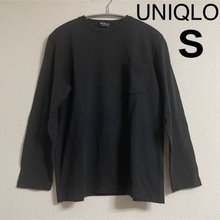 ユニクロ(UNIQLO)のUNIQLO ユニクロ 長袖 トップスTシャツ S ブラック 黒 ポケット(Tシャツ/カットソー(七分/長袖))