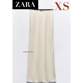 ZARA - 【新品】ZARA サテンレーストリムスカート　サテンロングスカート　スカート