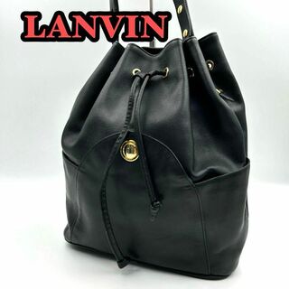 LANVIN - LANVIN Vintage レザー巾着 2WAYショルダーバッグ 黒 179