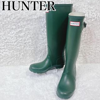 ハンター(HUNTER)の【美品✨】HUNTER ハンター レインブーツ 長靴 UK4 グリーン 23cm(レインブーツ/長靴)