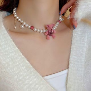 ネックレス　熊　choker　ユニセックス　コスプレ　ギフト　オルチ　パール(ネックレス)