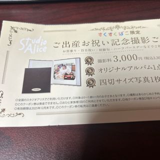 スタジオアリス　すくすくばこ限定出産お祝い記念写真撮影券(アルバム)