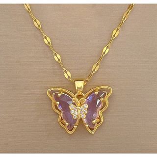 【人気】✨蝶々　ピアス　ネックレス サージカルステンレス (ネックレス)