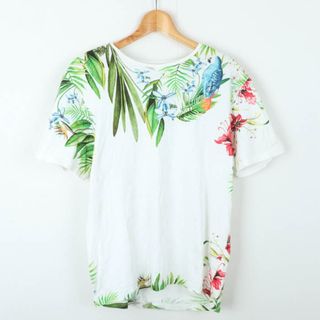 ザラ(ZARA)のザラ 半袖Ｔシャツ トップス 花柄 レディース Sサイズ ホワイト ZARA(Tシャツ(半袖/袖なし))