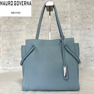 【美品】MAURO GOVERNA カーフレザー ライトブルー トートバッグ(トートバッグ)