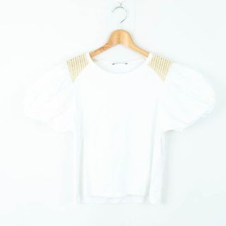 ザラ(ZARA)のザラ 半袖Ｔシャツ トップス レディース Lサイズ ホワイト ZARA(Tシャツ(半袖/袖なし))