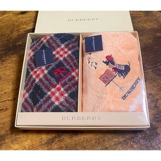 バーバリー(BURBERRY)の新品☆BURBERRY☆ハンカチ２枚　ノバチェック　黒　オレンジ　バーバリー犬(ハンカチ)