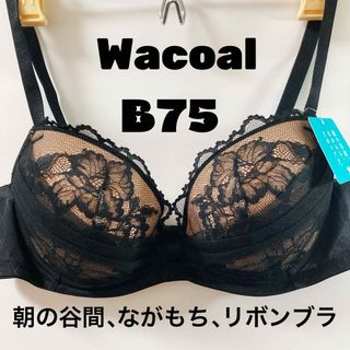 B75 ワコール　ブラジャー  朝の谷間、ながもち、リボンブラ