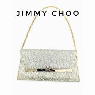 ジミーチュウ(JIMMY CHOO)の美品✨　ジミーチュウ チェーンウォレット ラメ　グリッター　ラメ　シルバー(財布)