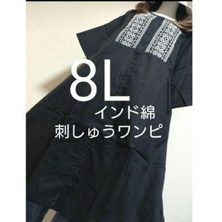 新品タグ8L★刺しゅうワンピ(その他)