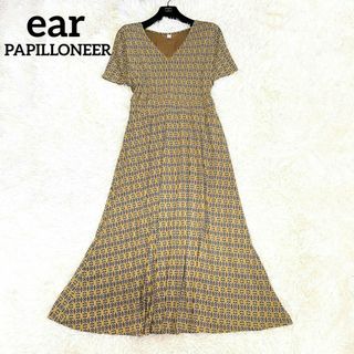 ear PAPILLONNER - イアパピヨネ ロングワンピース 半袖 夏 ストレッチ　Aライン レディース 総柄