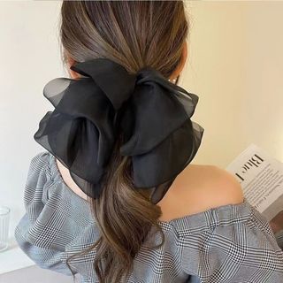 【SALE】 ヘアアクセサリー 黒 リボン レディース 上品 髪留め ヘアピン(バレッタ/ヘアクリップ)