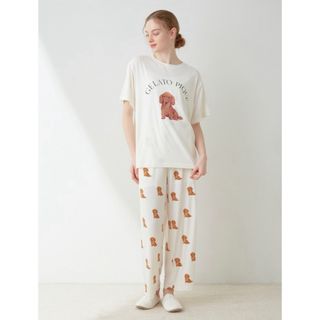 ジェラートピケ(gelato pique)のDOG柄ワンポイントTシャツ＆ロングパンツSET(ルームウェア)