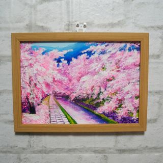 油絵 油彩 アンジェリーク 油彩画 絵画 絵【桜と菜の花畑】 油絵 油彩 アンジェリーク 油彩画 絵画 絵【桜と菜の花畑】