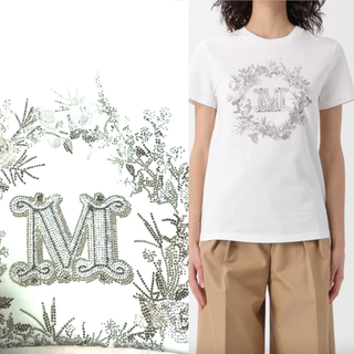 マックスマーラ(Max Mara)の【MAX MARA】 ELMOラインストーンビジュー Tシャツ(Tシャツ(半袖/袖なし))