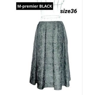 ✨美品✨M-premier BLACK★花柄★膝丈フレアスカート★size36(ひざ丈スカート)